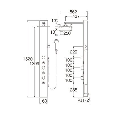 画像2: SANEI/三栄水栓 SK9880A 混合栓 デザイン水栓 パネルサーモシャワー混合栓