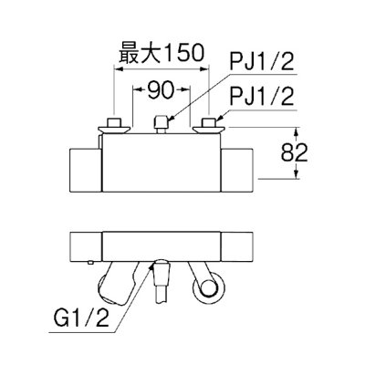 画像2: SANEI/三栄水栓 SK18502A-9S-MDP 混合栓 壁付シャワー混合栓 サーモシャワー混合栓 マットブラック 受注生産品 §