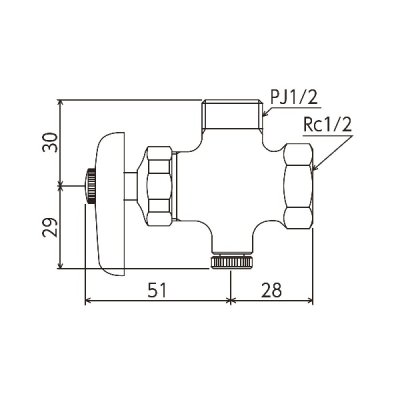 画像2: KVK K6WAP4 アングル形止水栓ドライバー式(水抜き付)
