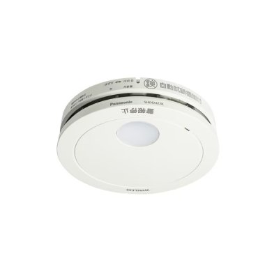 画像1: パナソニック SHK42422K 住宅用火災警報器 けむり当番 薄型 2種 子器 電池式 ワイヤレス連動子器 あかり付 警報音 音声警報 AiSEG連携機能付 煙式 ホワイト 白