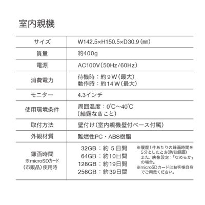 画像5: Nasta KS-ND02A-BKBK インターホン2 親機ブラック×子機ブラック Interphon2 玄関子機＋室内親機セット 24時間防犯カメラ機能 自動応答機能 スマホ対応