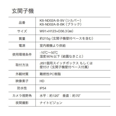 画像2: Nasta KS-ND02A-B-SV 玄関子機 シルバー インターホン2 Interphon2 KS-ND02A用 増設・交換部材