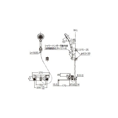 画像3: TOTO TBV03465J 水栓金具 GGシリーズ サーモスタット混合水栓 レバーハンドル 壁付 コンフォートウエーブシャワー 4モードクリックめっき
