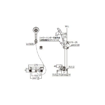画像3: TOTO TBV03457Z 水栓金具 GGシリーズ サーモスタット混合水栓 レバーハンドル 壁付 コンフォートウエーブシャワー 3モードミストめっき 寒冷地用