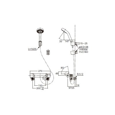 画像3: TOTO TBV03459J 水栓金具 GGシリーズ サーモスタット混合水栓 シャワー専用 壁付 コンフォートウエーブシャワー 3モードミストめっき ホワイト