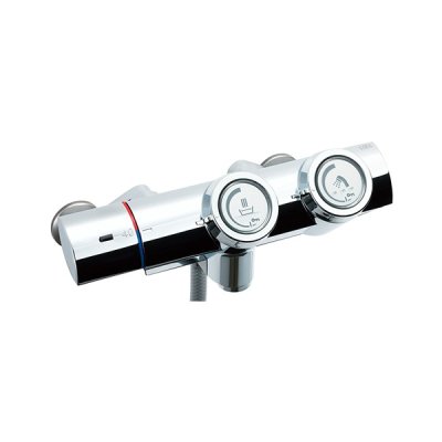 画像1: INAX/LIXIL BF-HW156TSRM 水栓金具 プッシュ式 サーモスタット付シャワーバス水栓 SPA U スイッチ付 めっき仕様 逆止弁 (BF-HW156TSMM の後継品)