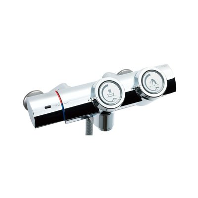 画像1: INAX/LIXIL BF-HW156TNSRM 水栓金具 プッシュ式 サーモスタット付シャワーバス水栓 寒冷地 SPA U スイッチ付 めっき仕様 逆止弁 (BF-HW156TNSMM の後継品)