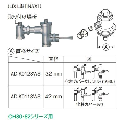 画像1: パナソニック　AD-K012SWS　フラッシュバルブ用アダプター ビューティ・トワレ用別売品 （LIXIL製[INAX]） [■]