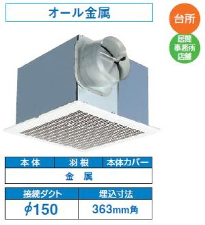 画像1: 日本キヤリア/旧東芝 DVF-23MR8 換気扇 台所・居間・事務所・店舗用 ダクト用換気扇 メタルルーバータイプ ♭