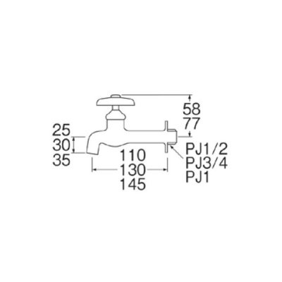 画像2: 水栓金具 三栄水栓　Y20J-25　単水栓 胴長横水栓