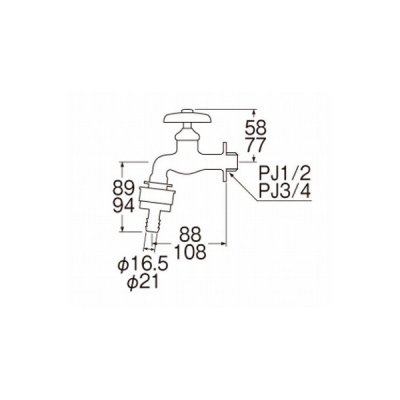 画像2: 水栓金具 三栄水栓　Y31V-20　単水栓 自動接手横水栓
