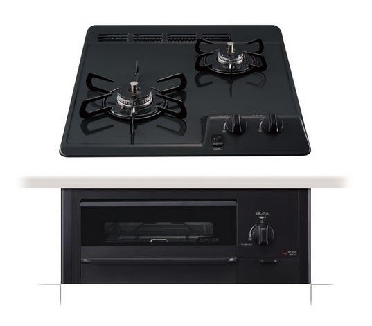 生活家電 調理機器 ビルトインコンロ パロマ 【PD-N202BG プロパン用】 コンパクトキッチンシリーズ2口タイプ 幅45cm 水なし片面焼きグリル ブラックプラチナ  [♭]