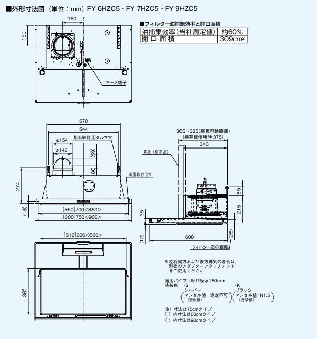 在庫あり】パナソニック FY-9HZC5-S 換気扇 レンジフード 90cm幅 スマートスクエアフード シロッコファン シルバー (FY-9HZC4-Sの後継)  [♭☆2] - まいどDIY