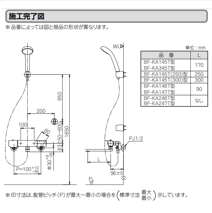 BF-KA145TSG 250 INAX LIXIL エコフルシャワー サーモスタット シャワーバス水栓 リクシル 一般地仕様 送料無料 日本