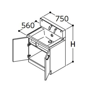 画像: TOTO 洗面化粧台 【LDSWB075AAGEN1 W/P/B/J/C/M 】 サクア 2枚扉タイプ 間口750 洗面ボウル高さ750 受注生産品 [♪■§]