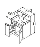 画像: TOTO 洗面化粧台 【LDSWB075AJGEN1A】 サクア 片引き出しタイプ(内引き出し付) 間口750 洗面ボウル高さ750 扉カラーホワイト 受注生産品 [♪■§]