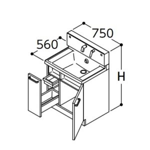画像: TOTO 洗面化粧台 【LDSWB075AJGJN1A】 サクア 片引き出しタイプ(内引き出し付) きれい除菌水 間口750 洗面ボウル高さ750 扉カラーホワイト 受注生産品 [♪■§]