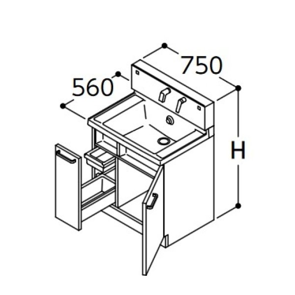 画像1: TOTO 洗面化粧台 【LDSWB075CJJJN1A】 サクア 片引き出しタイプ(内引き出し付) きれい除菌水＋体重計収納 間口750 洗面ボウル高さ850 扉カラーホワイト ♪§ (1)