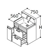 画像: TOTO 洗面化粧台 【LDSWB075BDJJN1A】 サクア 3wayキャビネットタイプ きれい除菌水＋体重計収納 間口750 洗面ボウル高さ800 扉カラーホワイト [♪■]
