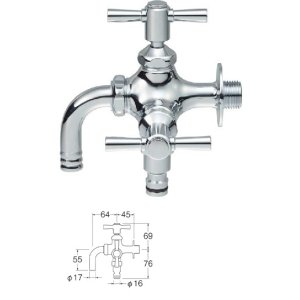 画像: 水栓金具 三栄水栓　F126YV-13　散水用二口横水栓