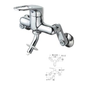 画像: 水栓金具 三栄水栓　K1700TV-13　シングル洗濯機用混合栓 壁付シングルレバー式