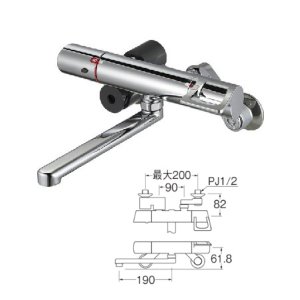 画像: 水栓金具 三栄水栓　K1814-13　壁付 サーモ混合栓 バスルーム用 節水水栓