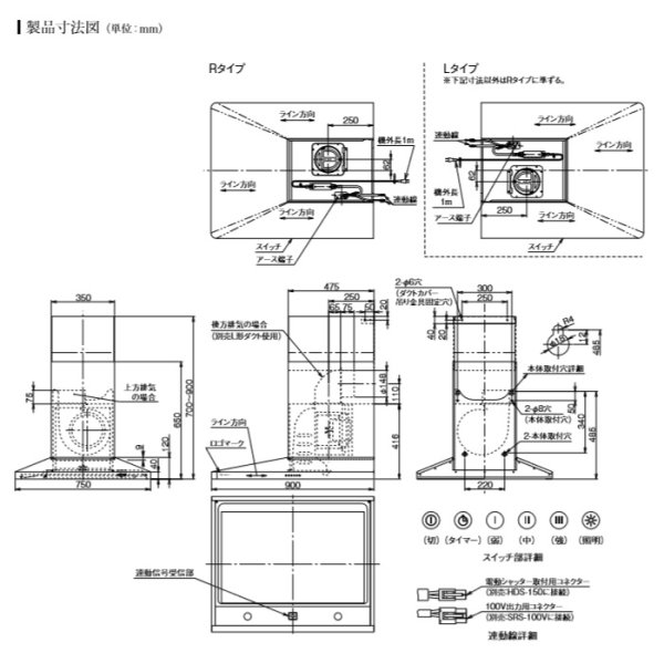 富士工業 富士工業/FUJIOH 【SNEBL-951R/L S】 換気扇 レンジフード アリアフィーナ サイドネブラ 横壁取付けタイプ ステンレス  ※受注生産品 [♪∈§] キッチン