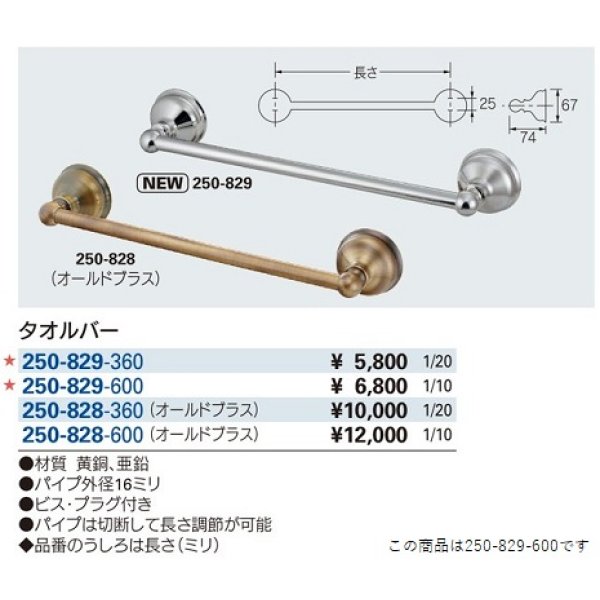 画像2: 洗面所 カクダイ　250-829-600　タオルバー//600 [□] (2)