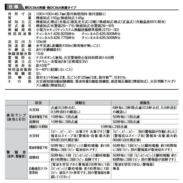 画像4: 大建工業 住宅用火災警報器　SA0610-1A　火の元監視番 DC無線連動タイプ 煙DC06A無線タイプ [△] (4)