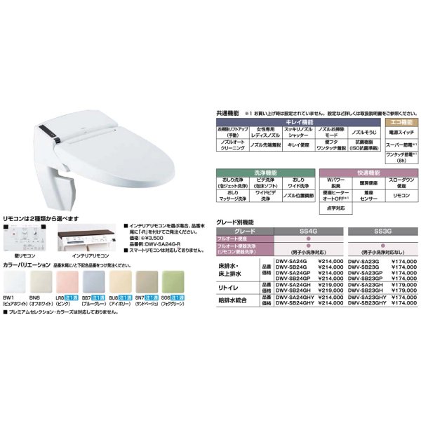 画像3: INAX/LIXIL　DWV-SA24G　リフレッシュシャワートイレ タンクレス SS4G 床排水・床上排水 [□] (3)