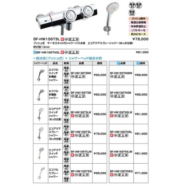 BF-HW156TNSL] INAX リクシル LIXIL 洗い場専用 一般水栓(プッシュ式) サーモスタット 呼び径：13mm 寒冷地仕様 α  通販