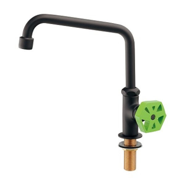 画像1: 水栓金具 カクダイ　700-798-DG　泡沫立形自在水栓 マットブラック/ライムグリーン (1)