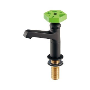 画像: 水栓金具 カクダイ　700-023-DG　立水栓 マットブラック/ライムグリーン