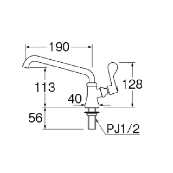 画像2: 水栓金具 三栄水栓　A5370-13　厨房用立形上向自在水栓(共用形) (2)