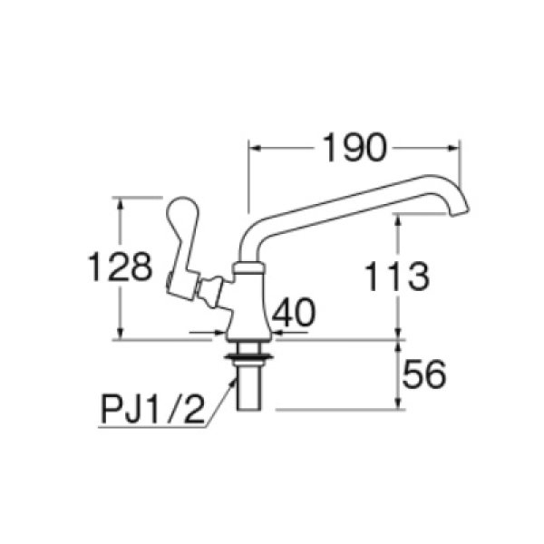 画像2: 水栓金具 三栄水栓　A5370L-13　厨房用立形上向自在水栓 左ハンドル(共用形) (2)