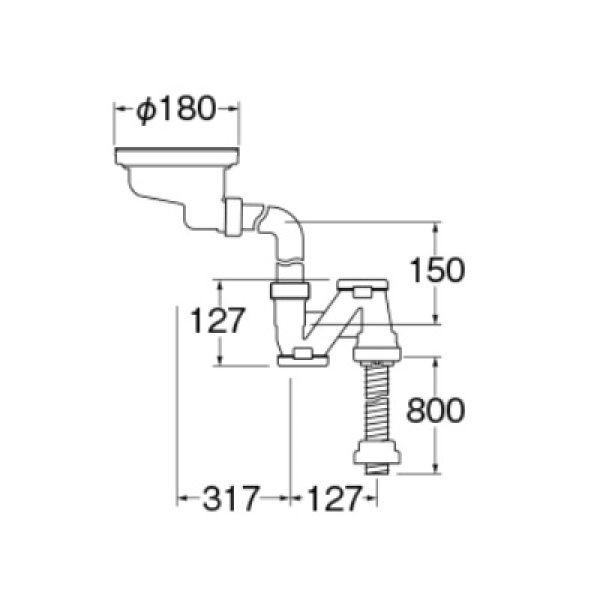 画像2: 水栓金具 三栄水栓　H65610S　ステンレス排水口トラップ キッチン用 (2)