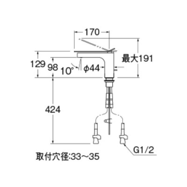 画像2: 水栓金具 三栄水栓　K4732PJK-13　シングルワンホール洗面混合栓 洗面所用  寒冷地用 (2)