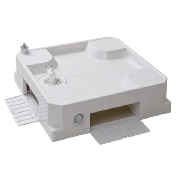 画像1: シナネン　USBS-6464SNW　洗濯機防水パン ベストレイ 給水栓付64床上点検タイプ トラップタイプ:センター 透明ヨコ引きトラップ付 スノーホワイト [■♪] (1)
