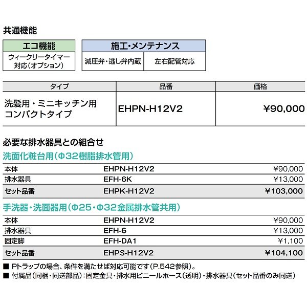 画像2: ゆプラス INAX/LIXIL　EHPS-H12V2　洗髪用・ミニキッチン用 コンパクトタイプ (EHPN-H12V2+EFH-6+EFH-DA1)セット [◇] (2)