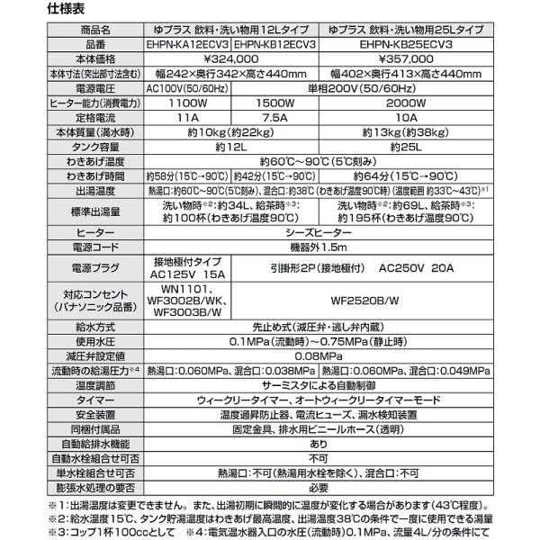 画像4: ゆプラス INAX/LIXIL　EHPM-KA12ECV3　飲料・洗い物用 オートウィークリータイマータイプ 12Lタイプ (EHPN-KA12ECV3+EFH-6MK)セット AC100V [◇] (4)