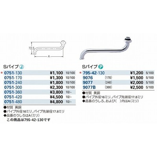 画像3: 水栓金具 カクダイ　795-42-130　水栓先端部品 Sパイプ 長130 ネオパック (3)
