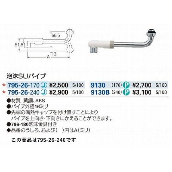 画像2: 水栓金具 カクダイ　795-26-240　水栓先端部品 泡沫SUパイプ (2)