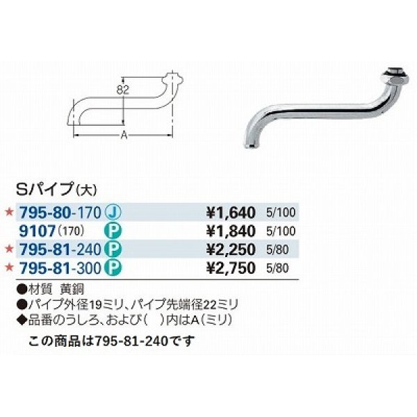 画像3: 水栓金具 カクダイ　795-81-240　水栓先端部品 Sパイプ(大) 長240 ネオパック (3)