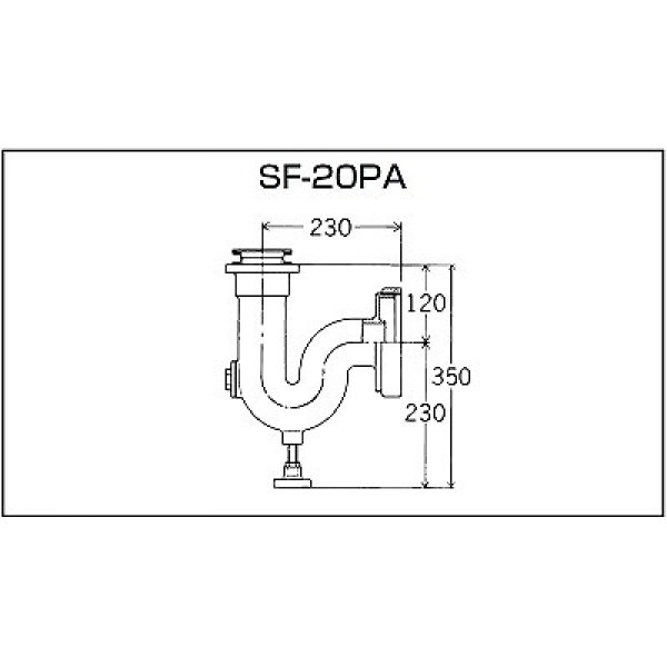 画像2: INAX/LIXIL　SF-20PA-P　水栓金具 特定施設向け 掃除流し用排水Ｐトラップ 塩ビ管用 [★] (2)