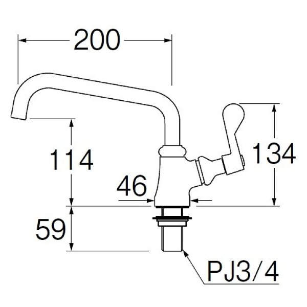 画像2: 水栓金具 三栄水栓　A5370-20　単水栓 厨房用立形上向自在水栓 共用形 (2)