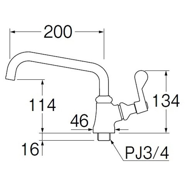 画像2: 水栓金具 三栄水栓　A5371-20　単水栓 厨房用立形上向自在水栓 共用形 (2)