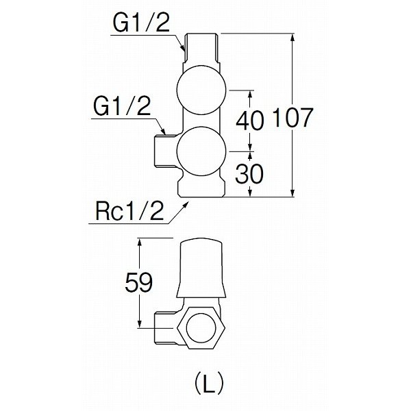 画像2: 水栓金具 三栄水栓　B3111A-L-13-R　止水栓・バルブ スマートヘッダー 共用形 赤 (2)