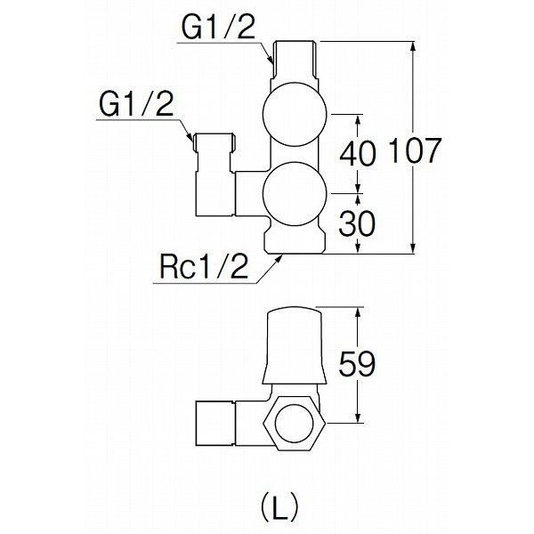 画像2: 水栓金具 三栄水栓　B3111A-L1-13　止水栓・バルブ スマートヘッダー 共用形 (2)