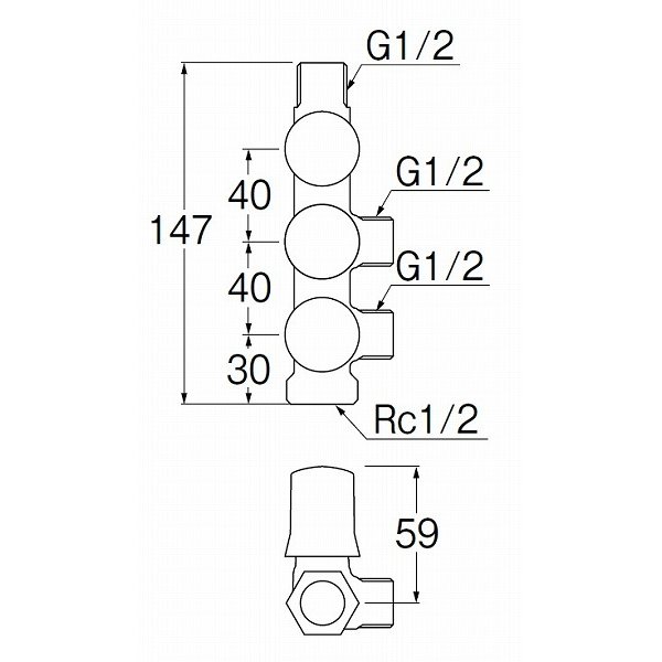 画像2: 水栓金具 三栄水栓　B3112A-R-13　止水栓・バルブ スマートヘッダー 共用形 (2)