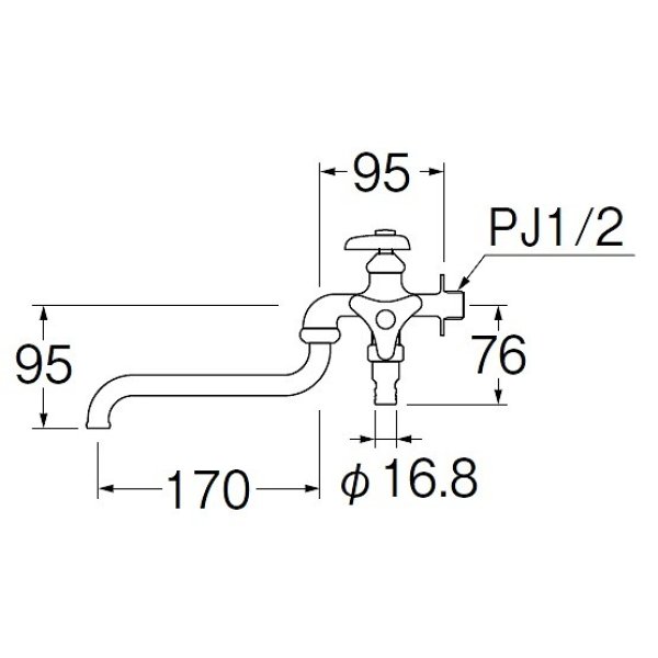 画像2: 水栓金具 三栄水栓　E106V-13　単水栓 散水用二口自在水栓 (2)